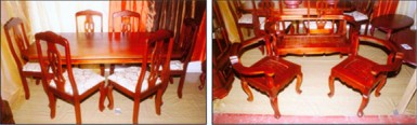 This dining suite and set of old-fashioned corner chairs made by Clarence Ceres is expected to be among  the eye-catching Guyanese creations at this month’s BMEX event in Barbados