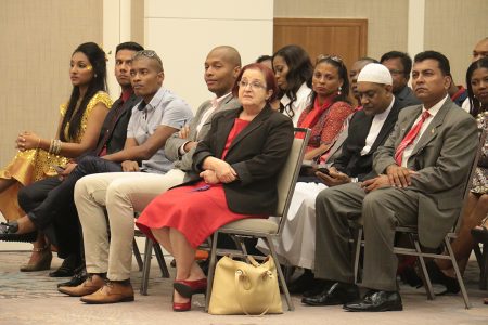 Presidential Advisor on Governance, Gail Teixeira at right in front row at the Marriott Hotel yesterday.