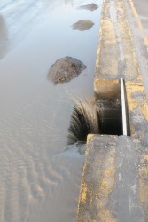 The sea water gushed into this drain hole