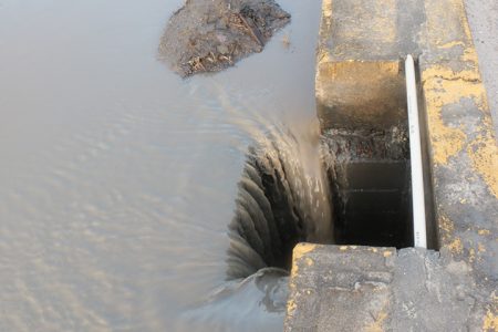 The sea water gushed into this drain hole