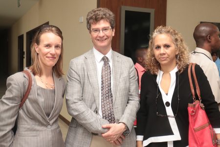 From left at the Marriott opening today are Canadian High Commissioner Dr Nicole Giles, British High Commissioner Greg Quinn and  IDB Representative Sophie Makonnen.