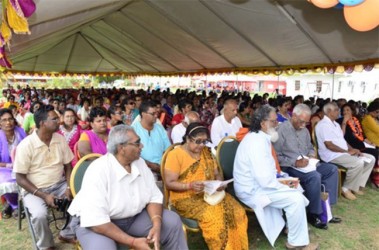 The gathering at the Cove and John Ashram for the launch of the biographyof  Swami Vidyanandaji Maharaj (GINA photo)