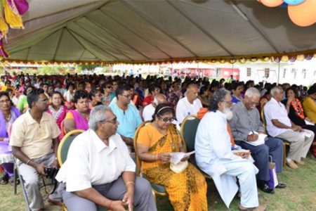 The gathering at the Cove and John Ashram for the launch of the biographyof  Swami Vidyanandaji Maharaj (GINA photo)