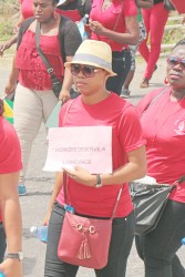  A teacher calling for a “living wage” during yesterday’s Labour Day march