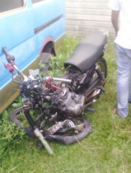 Nowaaz Hassan’s mangled bike after the accident 