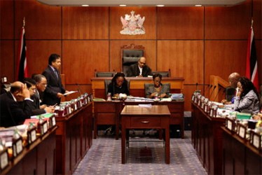 Leader of Government Business Roodal Moonilal moves the motion of no confidence in Opposition Leader Keith Rowley at the sitting of Parliament yesterday.