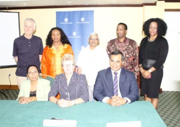 Members of the Commonwealth elections observer mission with a Commonwealth official. 
