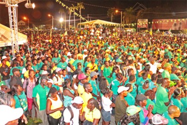 Thousands of supporters assembled at the Square of the Revolution for the APNU+AFC’s final rally. 