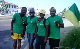 The four persons who started and ended the five-day walk, from left: Delon Sancho, Veronica Langford, Alicia Roopnaraine and Chris Bassoo.
