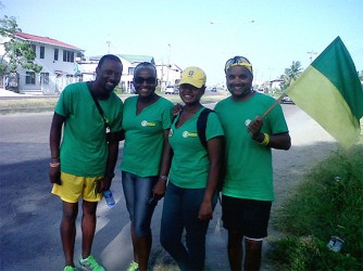 The four persons who started and ended the five-day walk, from left: Delon Sancho, Veronica Langford, Alicia Roopnaraine and Chris Bassoo. 