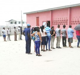 Voters at Queenstown Community Centre, Essequibo Coast