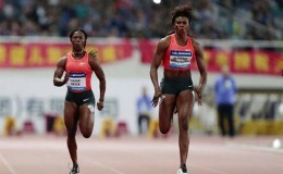 BEESSING IN SURPRISE! Nigeria’s Blessing Okagbare-Ighoteguonor (R) upsets Jamaica’s Shelly-Ann Fraser-Pryce during the women’s 100m race at the IAAF Diamond League Athletics in Shanghai yesterday.REUTERS/ALY SONG
