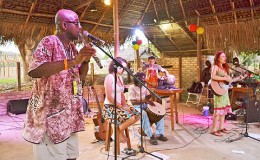 Keith Waithe (left) at the Rupununi Music and Arts festival (Colin Edwards photo)