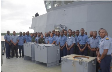 Members of the local military contingent that has departed for St. Kitts and Nevis, where they will participate in the military phase of the United States Southern Command’s annual “Tradewinds” exercise (GDF photo) 
