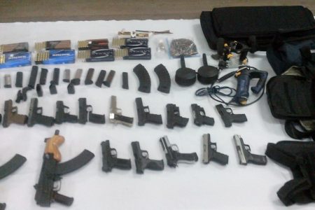 The arms cache recovered (Police photo)