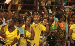 Spontaneous bursts of cheering erupted on Tuesday at the Guyana National Stadium at the inauguration for President David Granger.