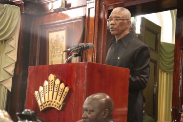 President David Granger addressing the National Assembly 