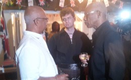 From right are President David Granger, British High Commissioner Greg Quinn and Banks DIH Chairman Clifford Reis.
