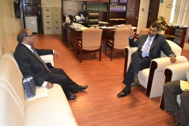 Minister of Public Security Khemraj Ramjattan (right), and Indian High Commissioner to Guyana, Venkatachalam Mahalingam (GINA photo)