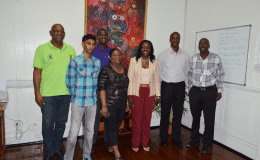 Minister Nicolette Henry, third from right with members of the local CPL franchise OPCO on Thursday during a courtesy call to her Main Street Office.