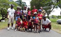 Yesterday’s top performers posing with their trophies after the BMX programme in observance of International Olympic Day.
