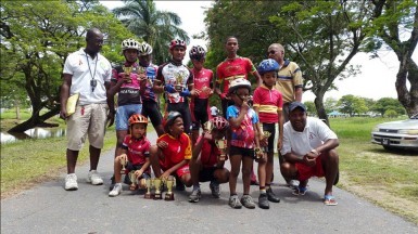 Yesterday’s top performers posing with their trophies after the BMX programme in observance of International Olympic Day. 