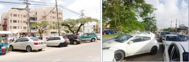 Cars parked diagonally on Camp Street yesterday   