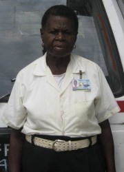 Yvonne Trim dressed in her Leonora Technical and Vocational Training Centre uniform