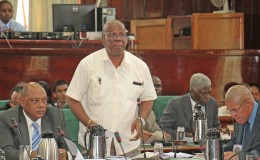 Finance Minister Winston Jordan speaking in Parliament yesterday