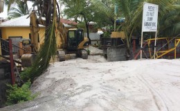 Heavy duty machinery in the resort compound on the seaward side.
