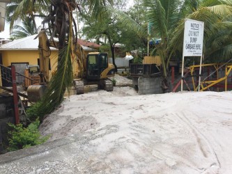 Heavy duty machinery in the resort compound on the seaward side. 