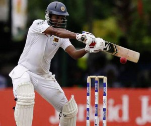 Sri Lanka’s Dimuth Karunaratne on the go during his century yesterday. (Reuters photo)