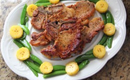Pan-seared Pork Chop with Plantains & Sugar-snap Peas
Photo by Cynthia Nelson
