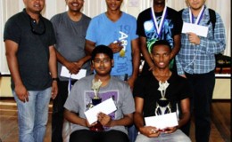 The top players at Sunday’s one-day Caricom Rapid Play chess tournament.