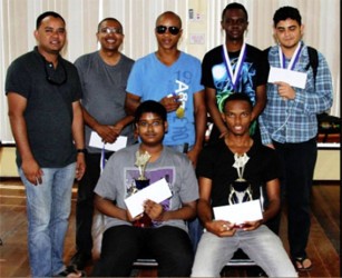 The top players at Sunday’s one-day Caricom Rapid Play chess tournament. 