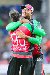 Marlon Samuels and Tabraiz Shamsi were the men mainly responsible for the Patriots win. (Photo CPL T20 website) 