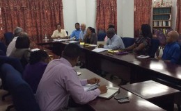  Officials of the Communities Ministry and the Guyana Elections Commission on Wednesday. (Communities Ministry photo)