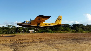 Departing Baramita Airstrip