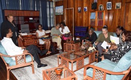 Attorney General Basil Williams (left) at the meeting with the representatives of the NGOs (Ministry of Legal Affairs photo)