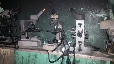 Microscopes damaged by the fire 