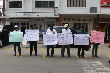 The protesters outside of Freedom House 