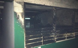 A burnt window in the prep room
