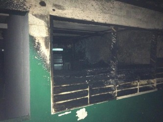 A burnt window in the prep room 