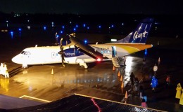 Passengers deplaning the LIAT flight (OAI photo)