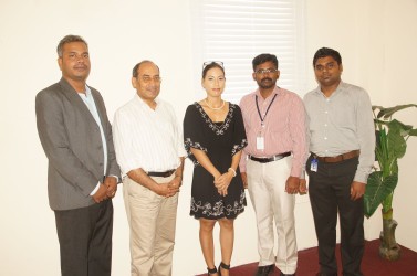 Texila officials at the university’s Goedverwagting campus. Vice Chancellor Dr. Dilip Kumar Patnaik is second from left.  