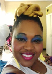 Ayanna Waddell in full stage makeup for The Fare Picker 