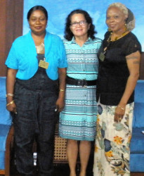 First Lady, Sandra Granger (centre) with Linda Felix-Johnson (left) and Bonita Primo (right) 