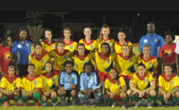 The final 19-member Lady Jags football team which will participate in Group Four of the Caribbean Football Union (CFU) Olympic Qualifiers next month in the Dominican Republic. (Photo courtesy of the Guyana Football Federation)