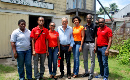 From left are: Miss Barker (Headmistress K.P.I.C), Yancey Haywood (Digicel Project Coordinator) , Michelle Hyman (Operations Manager – Customer Care), Minister of Education – Dr. Rupert Roopnaraine, Jacqueline James (Head of Marketing), Sherwyn Osborne (Head of Customer Care) & Ramesh Rupchand (Advertising Manager).