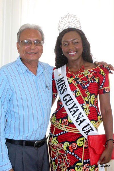 Miss Guyana UK, Zena Bland paid a courtesy call on Minister of Education, Dr. Rupert Roopnaraine at his office today. (Ministry of Education photo)
